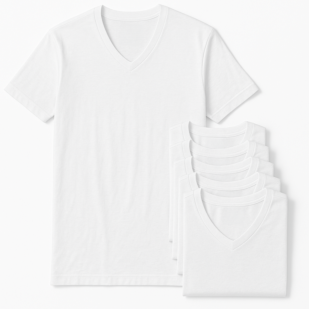 PACK (x6) T-shirts col V blanc
