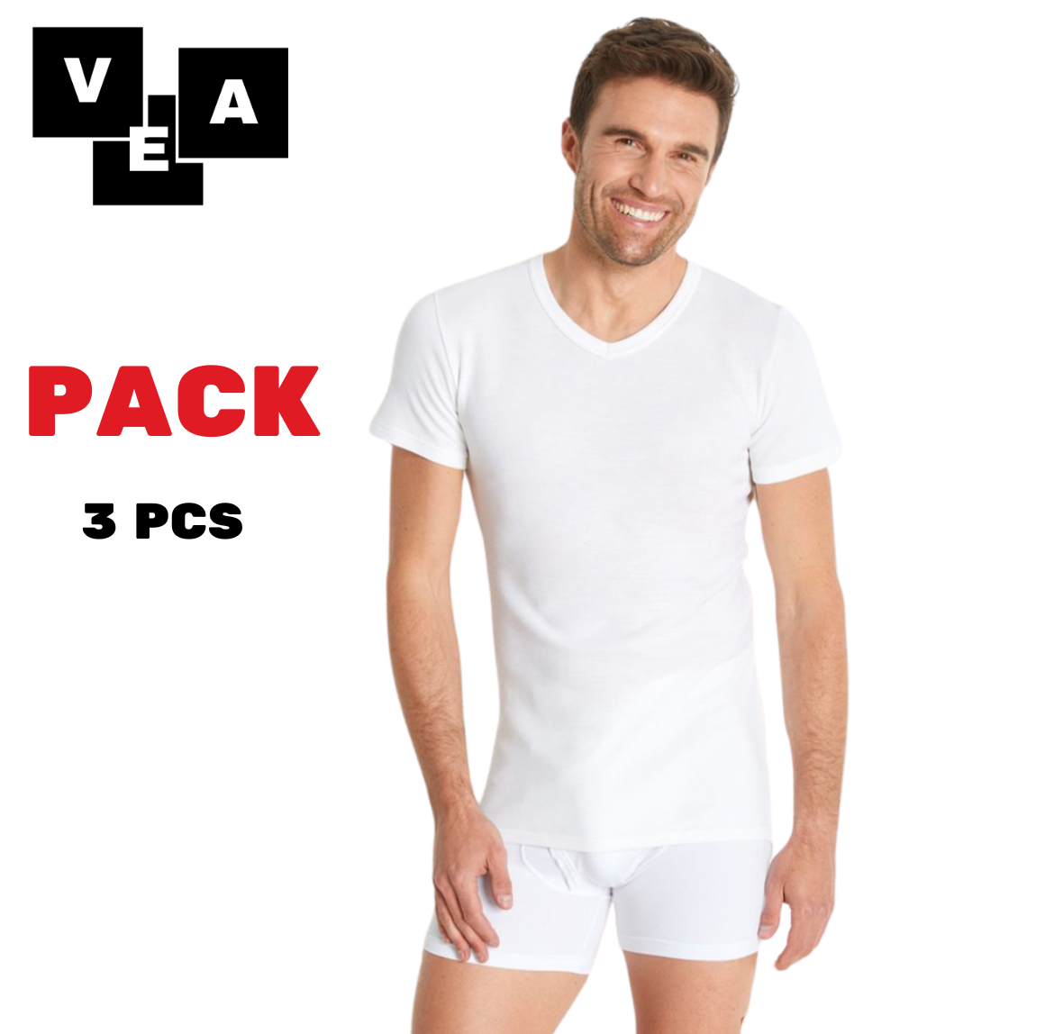 PACK (3) T-shirts col V blanc