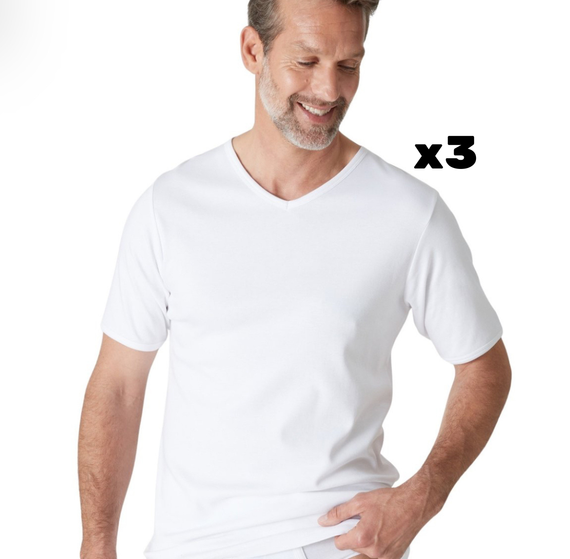 PACK (3) T-shirts col V blanc