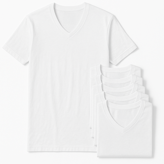 PACK (x6) T-shirts col V blanc