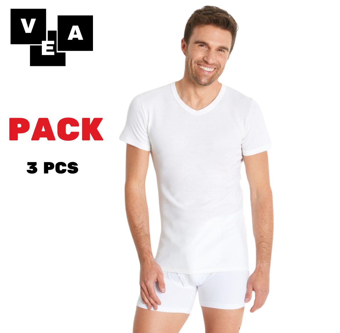 PACK 3 T-shirt col V blanc